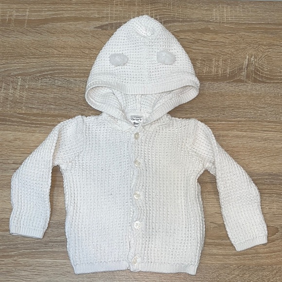 CARTERS Knit Hoodie w/ Fuzzy Ears - Size 9m - Picture 1 of 4